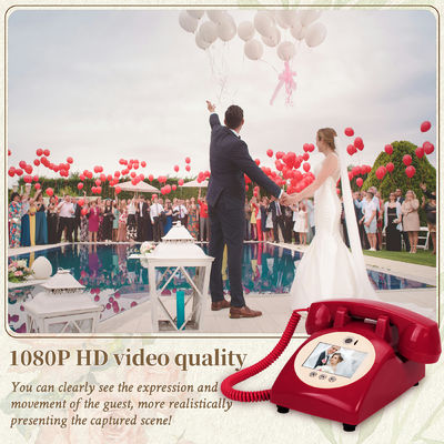 Enregistrement de messages vidéo Livre d'invités Mariage rouge Enregistreur de téléphone pour toute célébration