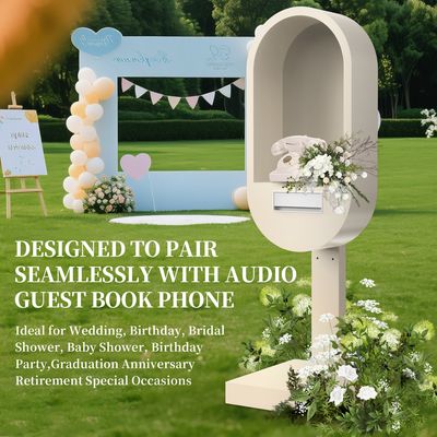 Cabine téléphonique de mariage en métal de qualité supérieure avec système d'enregistrement de livre d'or audio/vidéo