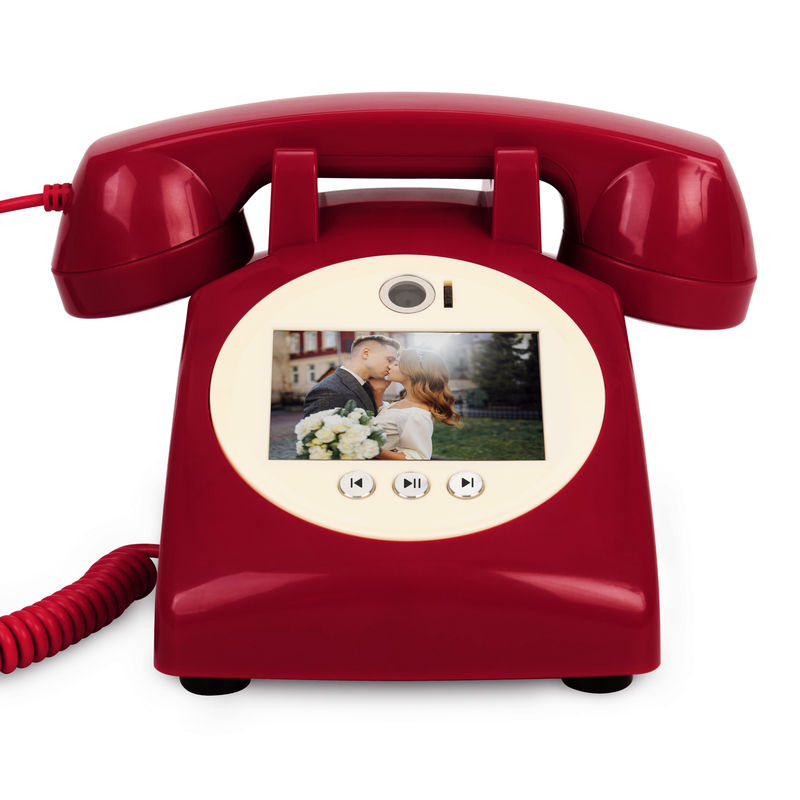 Enregistrement de messages vidéo Livre d'invités Mariage rouge Enregistreur de téléphone pour toute célébration
