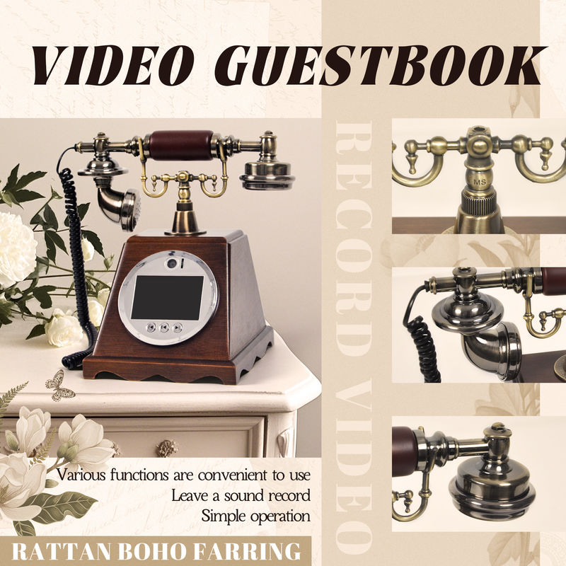 Livre d'invités audio vidéo de mariage rétro personnalisé ABS Banquet en plastique Fête d'invité Bénédiction de l'invité Sign-in Book Message vocal personnalisé
